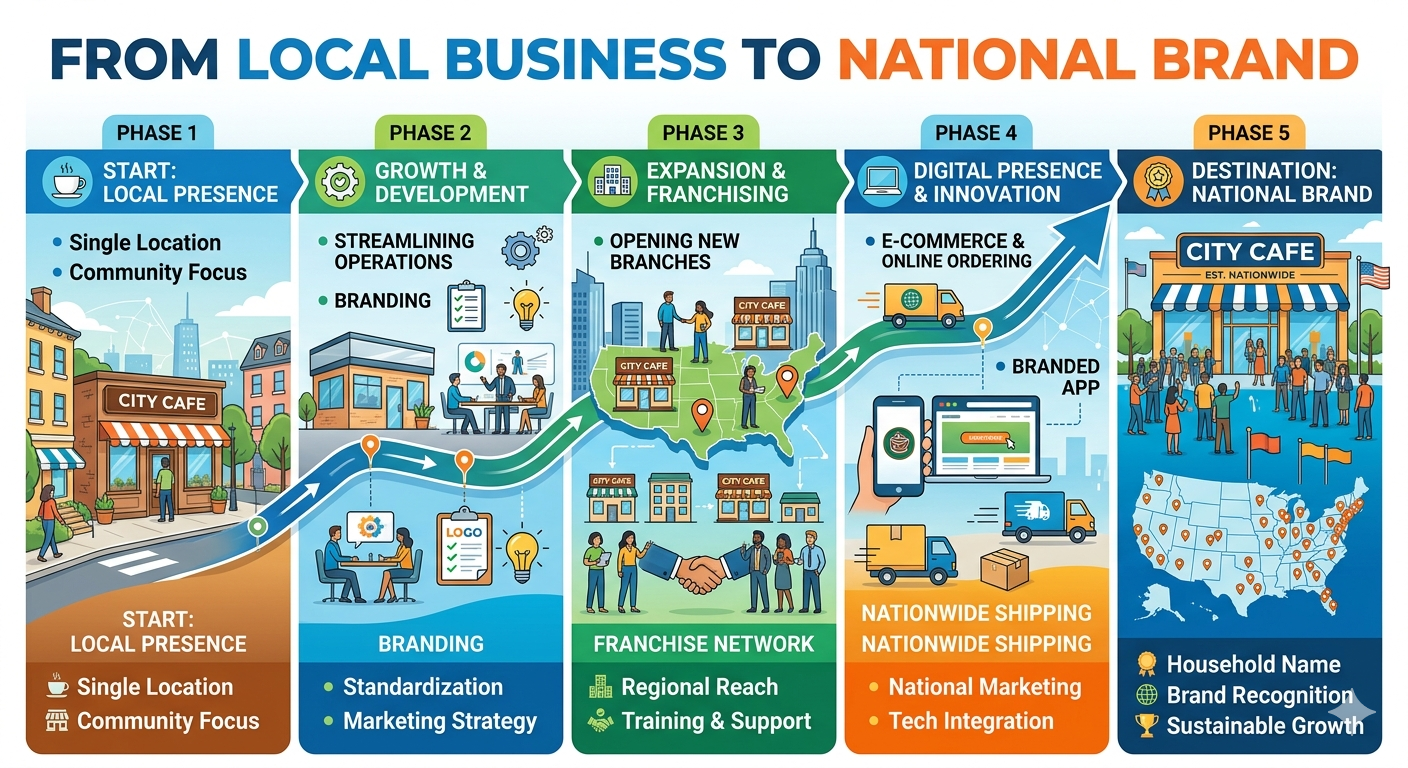 Illustration of local to national systems